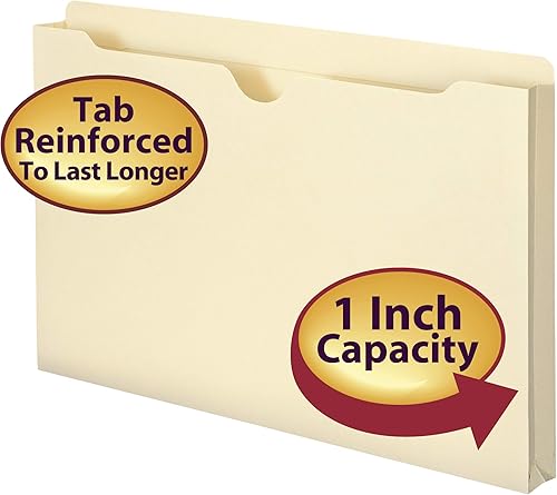 Miniatura 2 de Smead Chaqueta de archivo, pestaña de corte recto reforzado, expansión de 1 pulgada, tamaño legal, Manila (76520), (paquete de 4, 200 unidades en