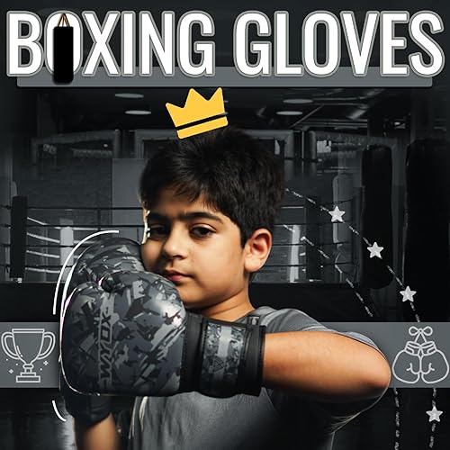 Miniatura 4 de WYOX Guantes de boxeo para niños de 4 onzas, 6 onzas, 8 onzas, guantes de boxeo juveniles para edades de 3 a 15 años, guantes de boxeo para saco de