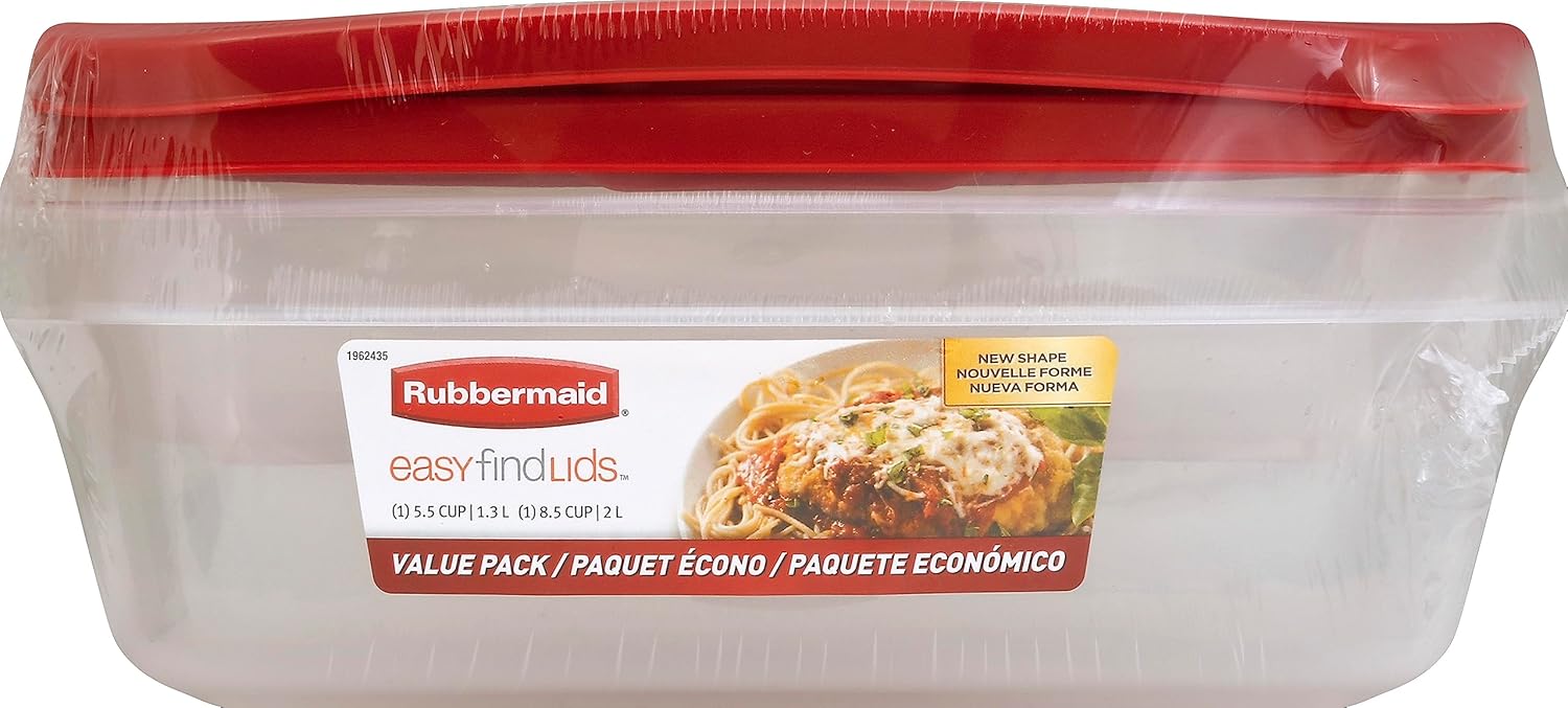 Rubbermaid 5.5 Cup and 8.5 Cup Easy Find Lid Containers Value Pack