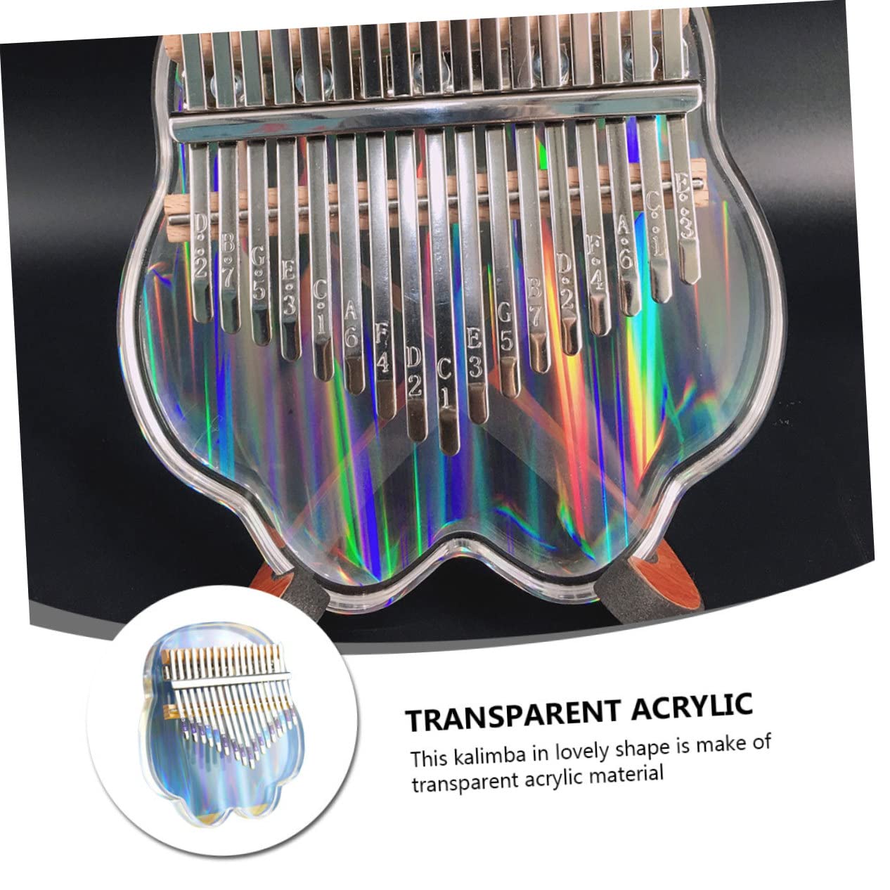 Vaguelly 1set Kalimba Portatile Acrilico Con Tasti Strumento Musicale Per Principianti Pianola Per Performance Scuole e Feste Con Martelletto Per Accordatura e Design Ergonomico