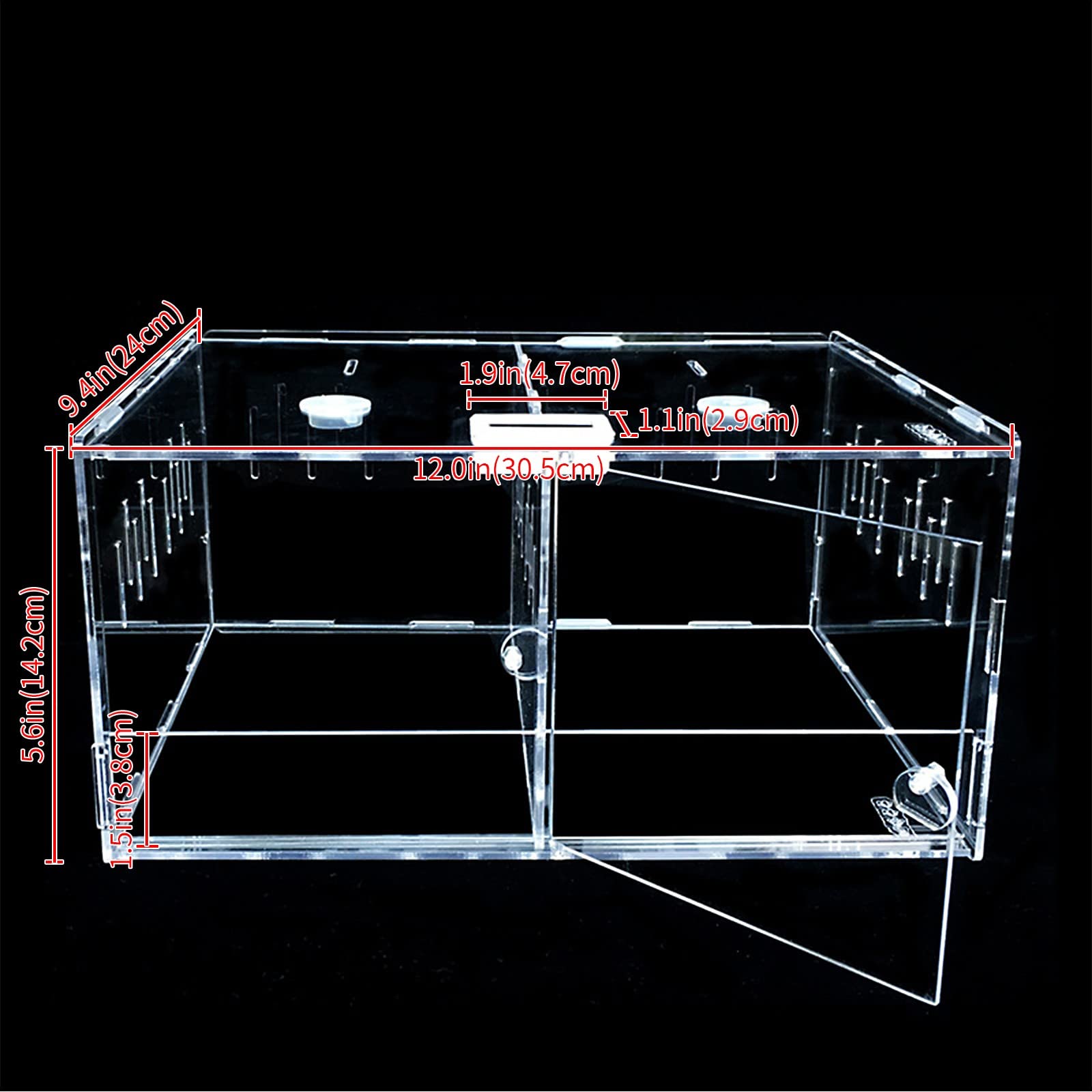 Terrario In Acrilico Trasparente 20x12x12 Cm - Con Fori Aria E Chiusura Magnetica, Per Geco, Ragni, Insetti