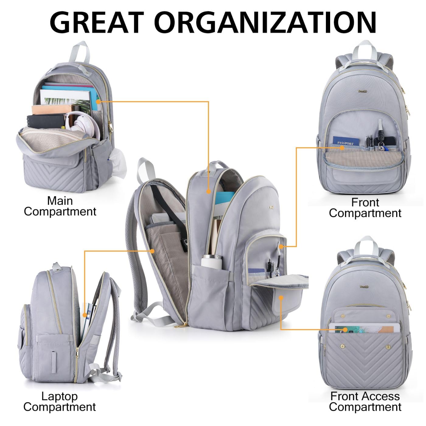 Sac à Dos Femme Sac à Dos pour Prdinateur Portable 17,3 Pouces pour Collège Voyage Loisir Travail Affaire