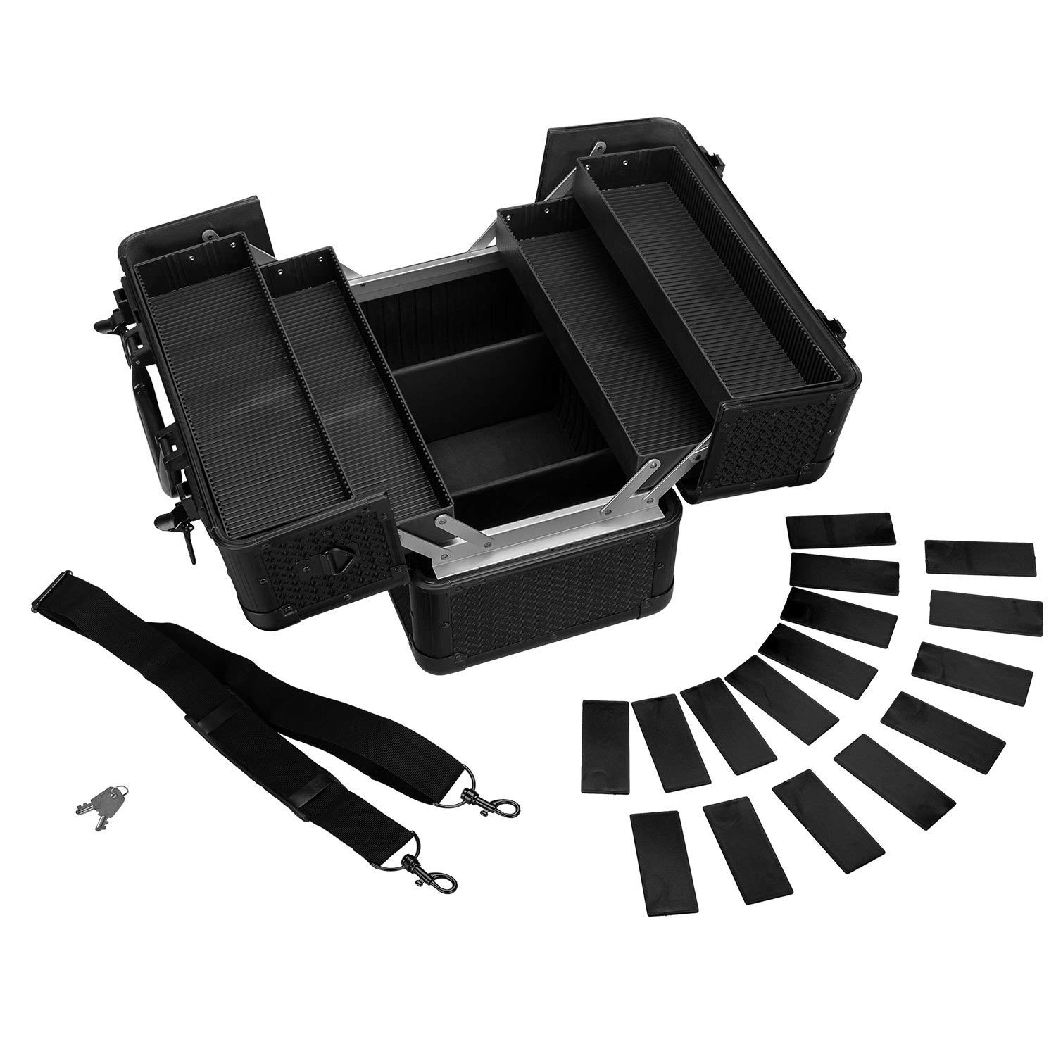 anndora Beauty Case Kosmetikkoffer - Stilvoller Schmuckkoffer mit Aluminiumrahmen, verstellbare Fächer, abschließbar für Make-up & Schmuck