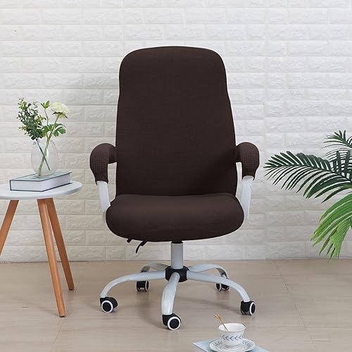 Miniatura 7 de FORCHEER Funda para silla de oficina, repelente al agua, de jacquard, reposabrazos giratoria, extraíble, elástica, universal, para silla de
