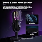 USB Microphone pour PC Jeu: Microphone Condenseur RGB avec Stand Mic - Microphone d'enregistrement pour ordinateur & Ordinateur portable avec Mute Qiuck - Mic de bureau pour Podcast & Chants & Streaming & YouTube noir