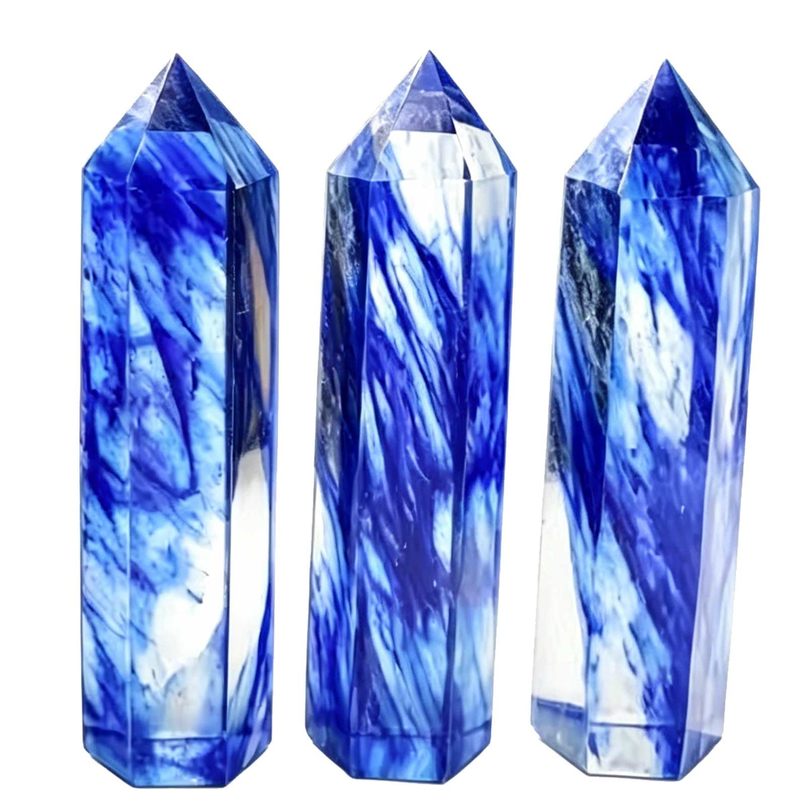 AGSHYWFT Smelting Blue Quartz Wand Artificial Healing Crystal Tower