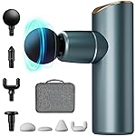 LEERCON Massage Gun,Deep Tissue Muscle Massager,Brushless Motor Portable Full-Metal Travel,Equipped with 4 Speeds & 8 Massage Heads, Gifts, Home, Athletes, Office (Gray Green)
