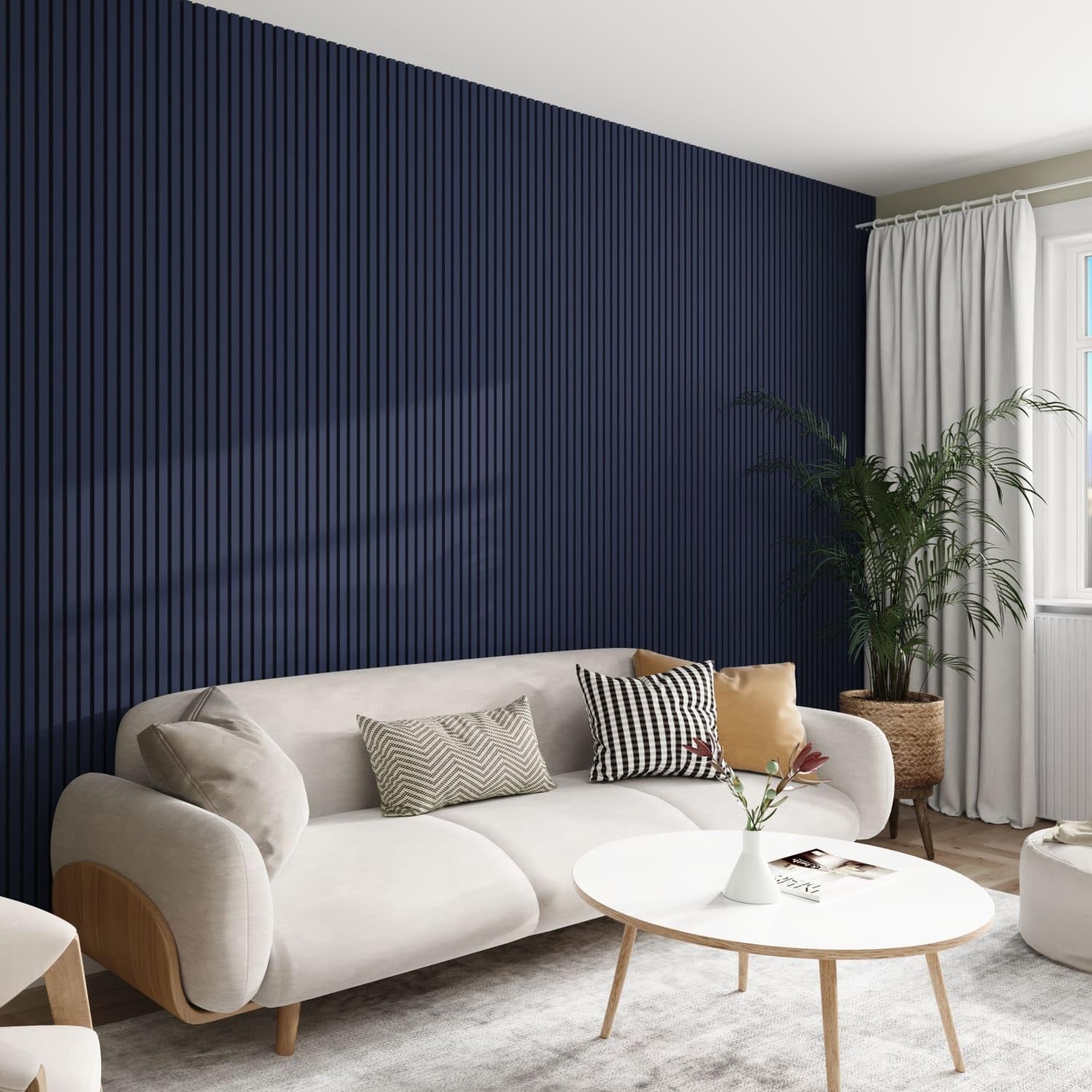 Jobu Blue Maize Acoustic Wall Panels In Maize Blue With Black Backing, 240Cm X 60Cm, (10 Pack)