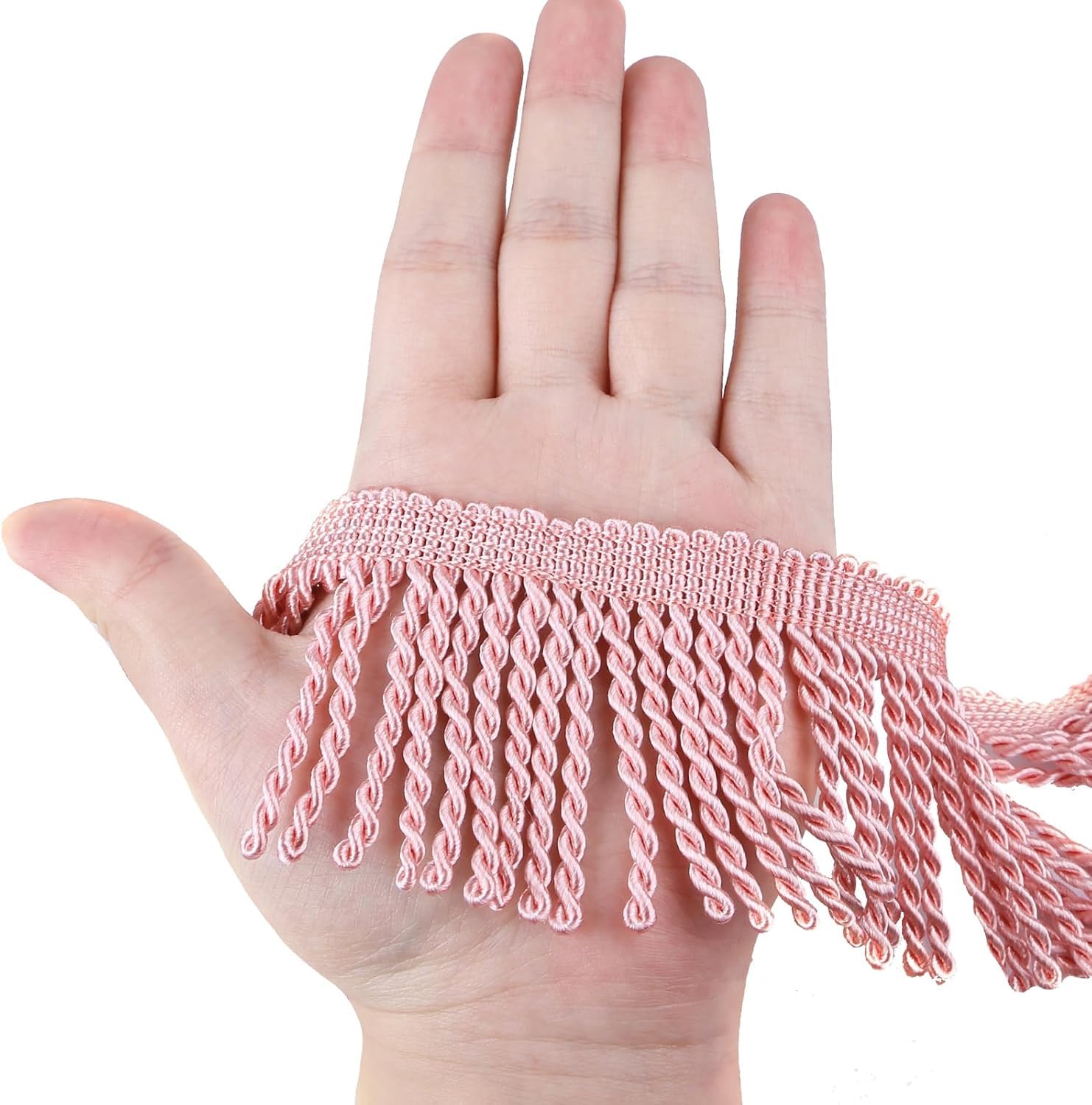 Fenghuangwu Curtain Fringes Bullion Fringe Trim 5/10 Yard x 2.5 Inches Fabric Trims Sewing DIY Decoration for Curtain Sofa Clothes (Pink, 5 Yard)