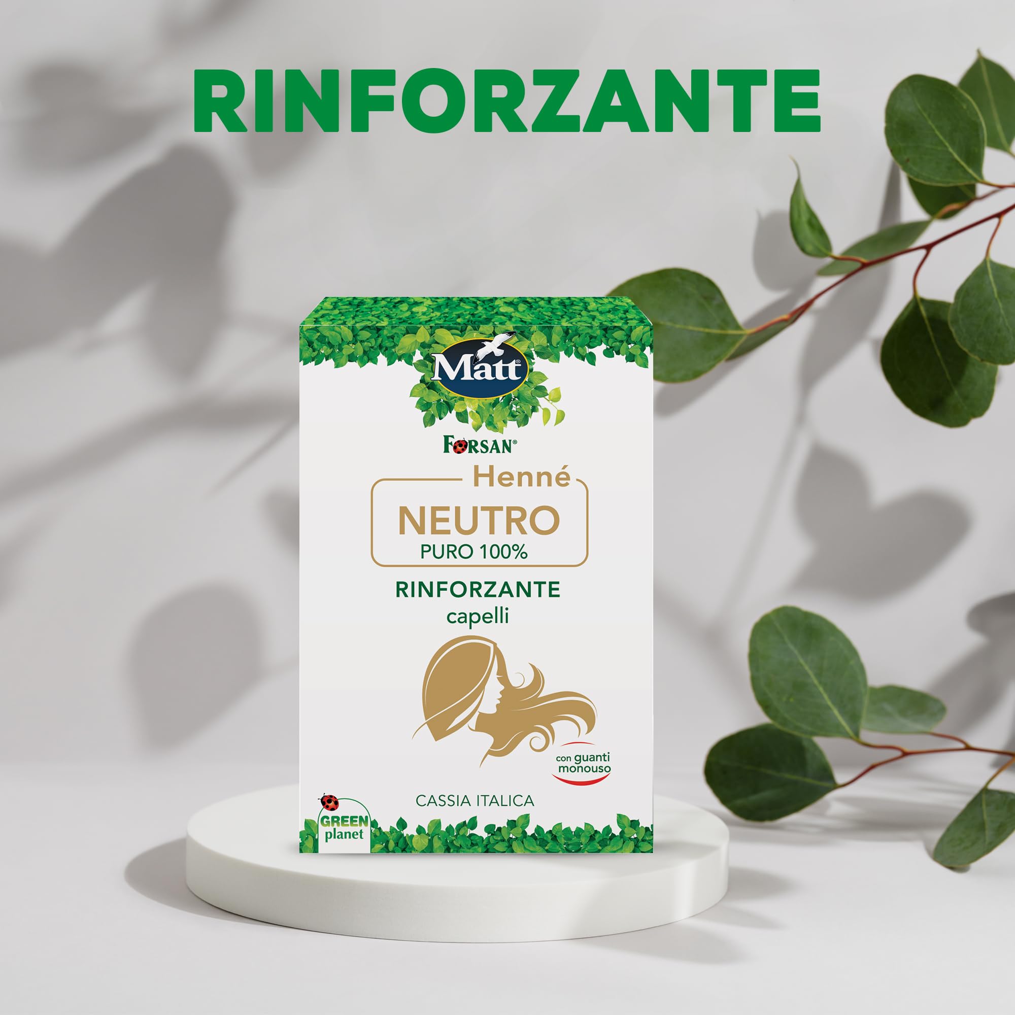 Matt, Neutralna henna, wzmacniająca włosy na bazie Cassia Italica, w 100% naturalna, bez barwników pigmentowych, idealna do włosów niestrzępiących się i wyczerpanych, odświeża naturalny kolor, 2 x