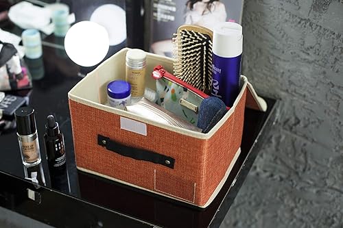 Miniatura 7 de Jane's Home - Contenedores de almacenamiento pequeños con tapas, paquete de 2 canastas plegables de lino con asa, caja de almacenamiento plegable de