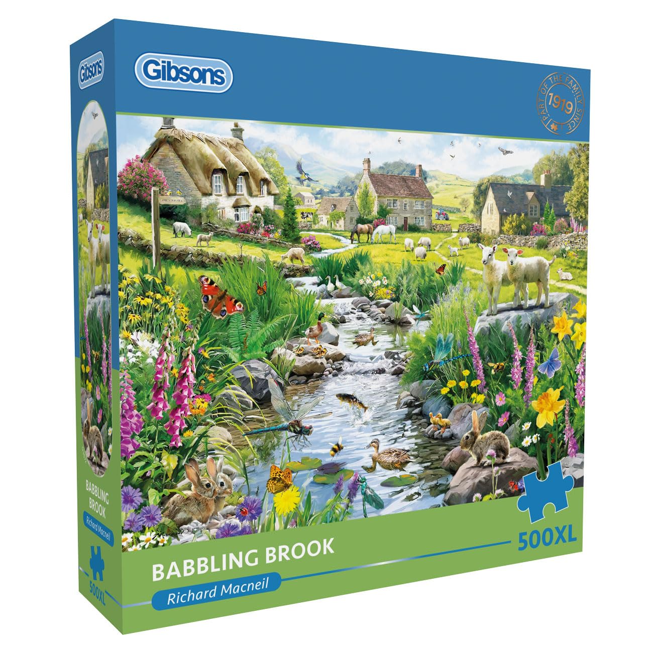 Gibsons Babbling Brook 500XL Jigsaw Puzzle for Adults – Extra Large Pieces – Picturesque Countryside Landscape by Richard Macneil – Sustainable Paper Packaging, Premium Quality Puzzle – Great Gift