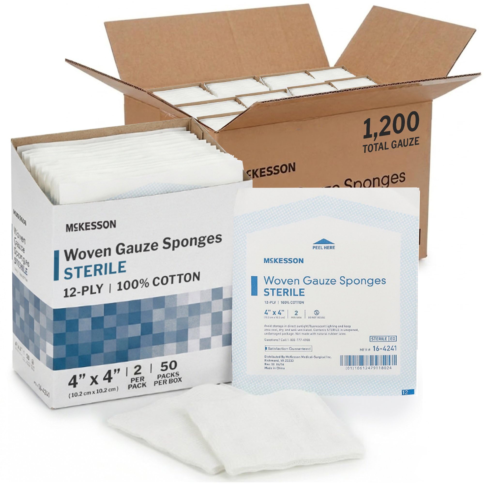 Amazon.com: McKesson Sterile Woven Gauze Sponges 4x4, 200 ct, 600