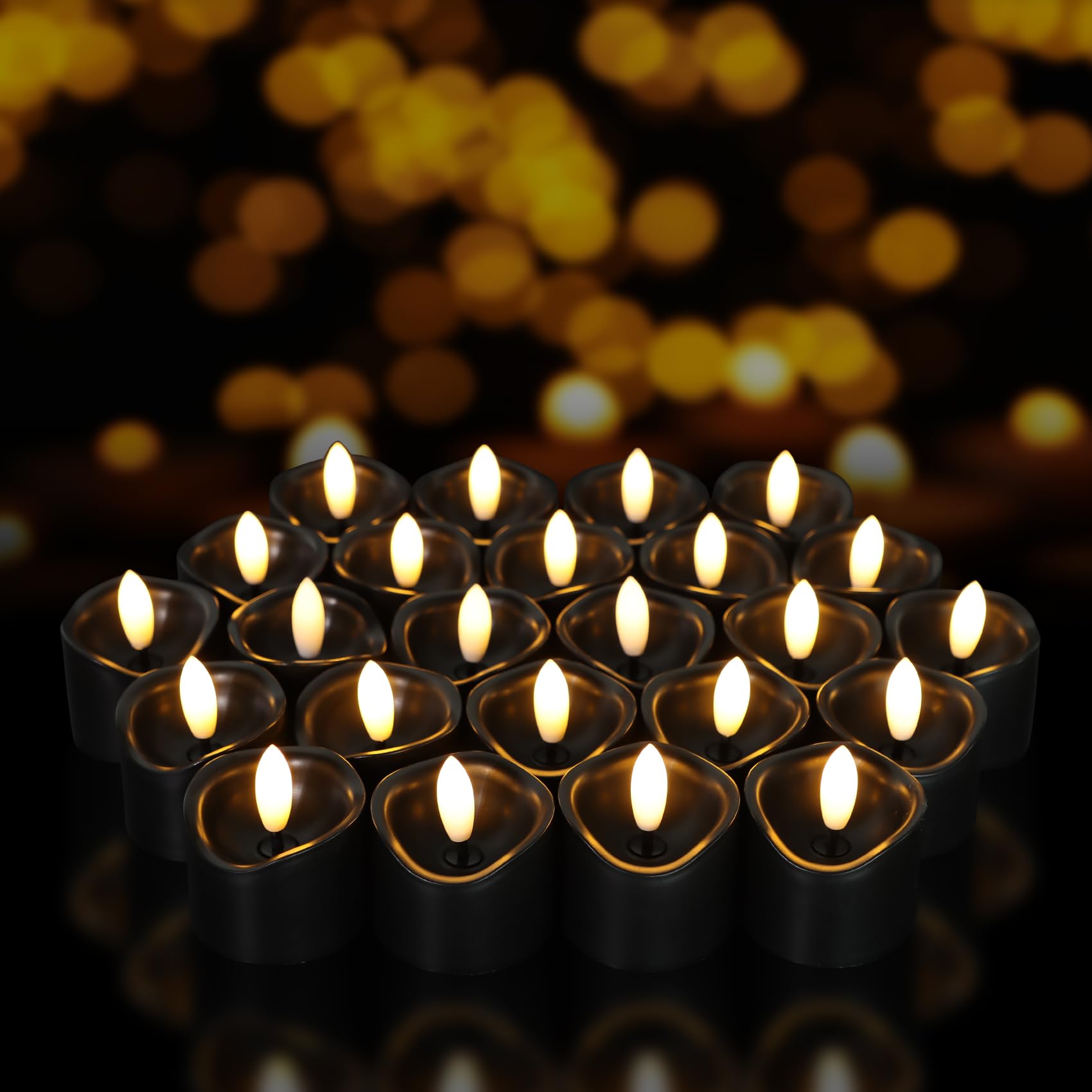 Confezione da 48 candele tealight senza fiamma, funzionamento a batteria, realistiche, tremolanti, candele votive LED per matrimoni, Halloween, feste, decorazioni per la casa