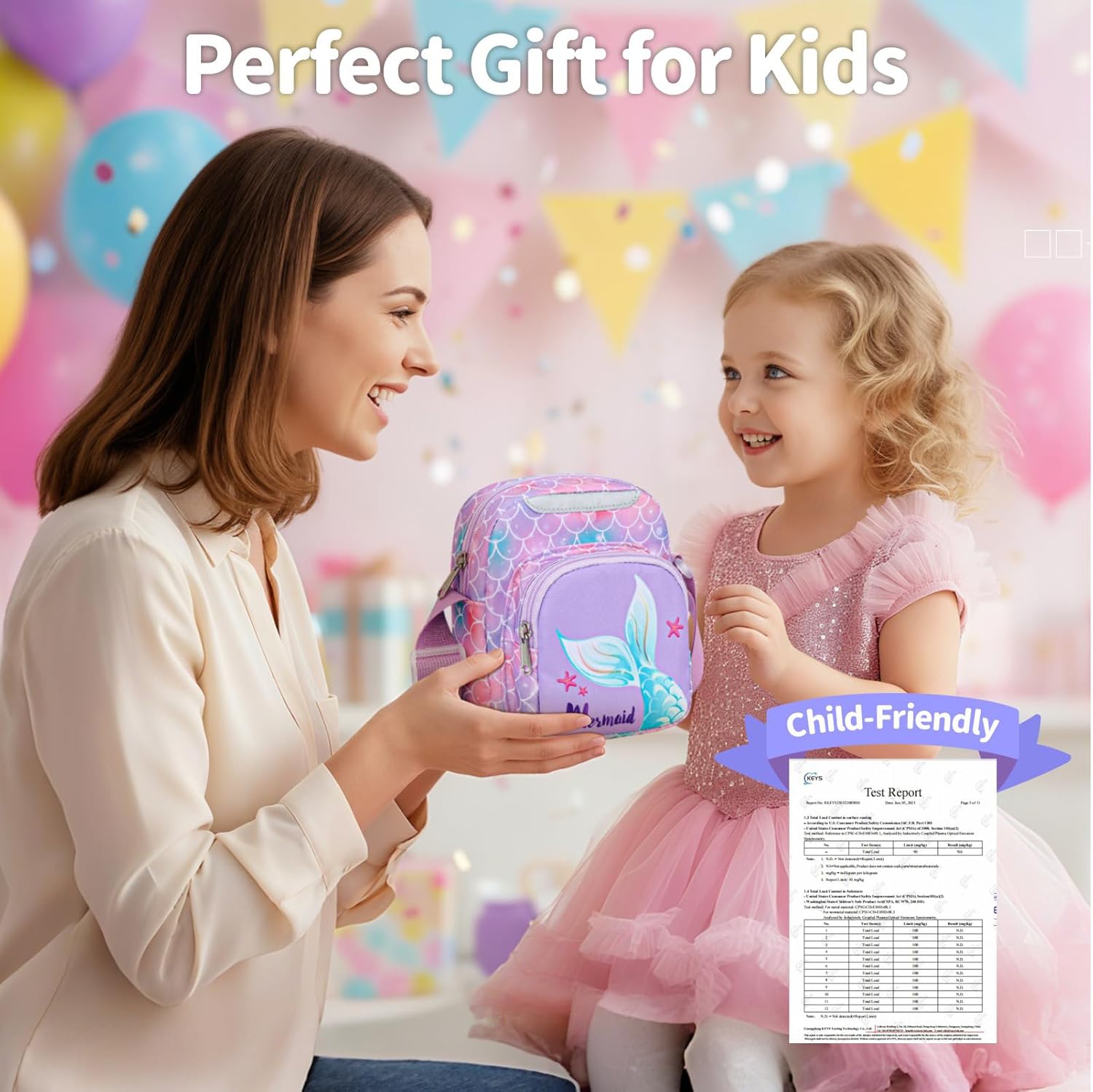 Little Girls Purse - Kids Crossbody Bag for Girls Age 3 4 5 6 7 8 Cute Mermaid Purse with Adjustable Strap for Travel Birthday Christmas Gift, Purple - Image 6