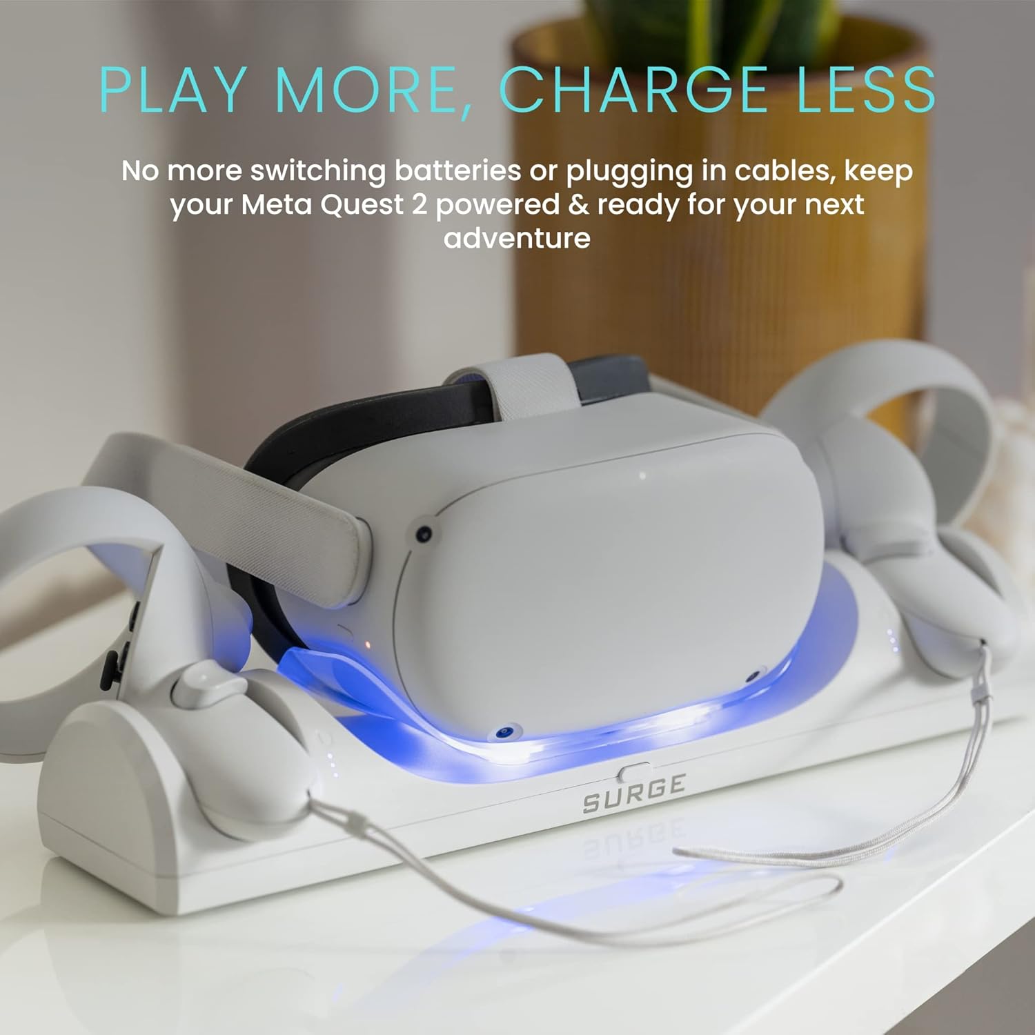 Surge META Quest 2 VR Charge Dock: White