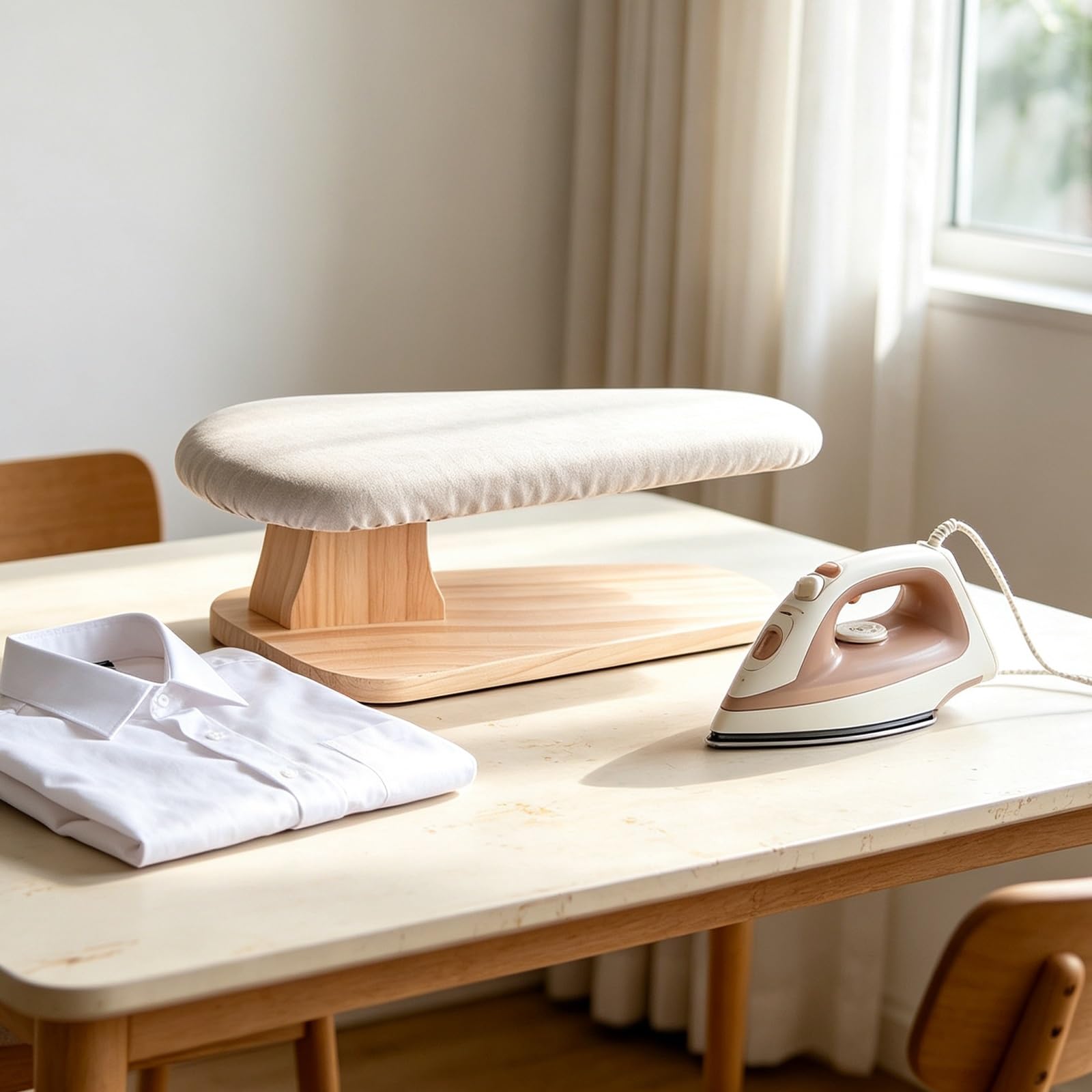 Kleines Bügelbrett aus Holz, Bügelbrett zum Auflegen auf den Tisch