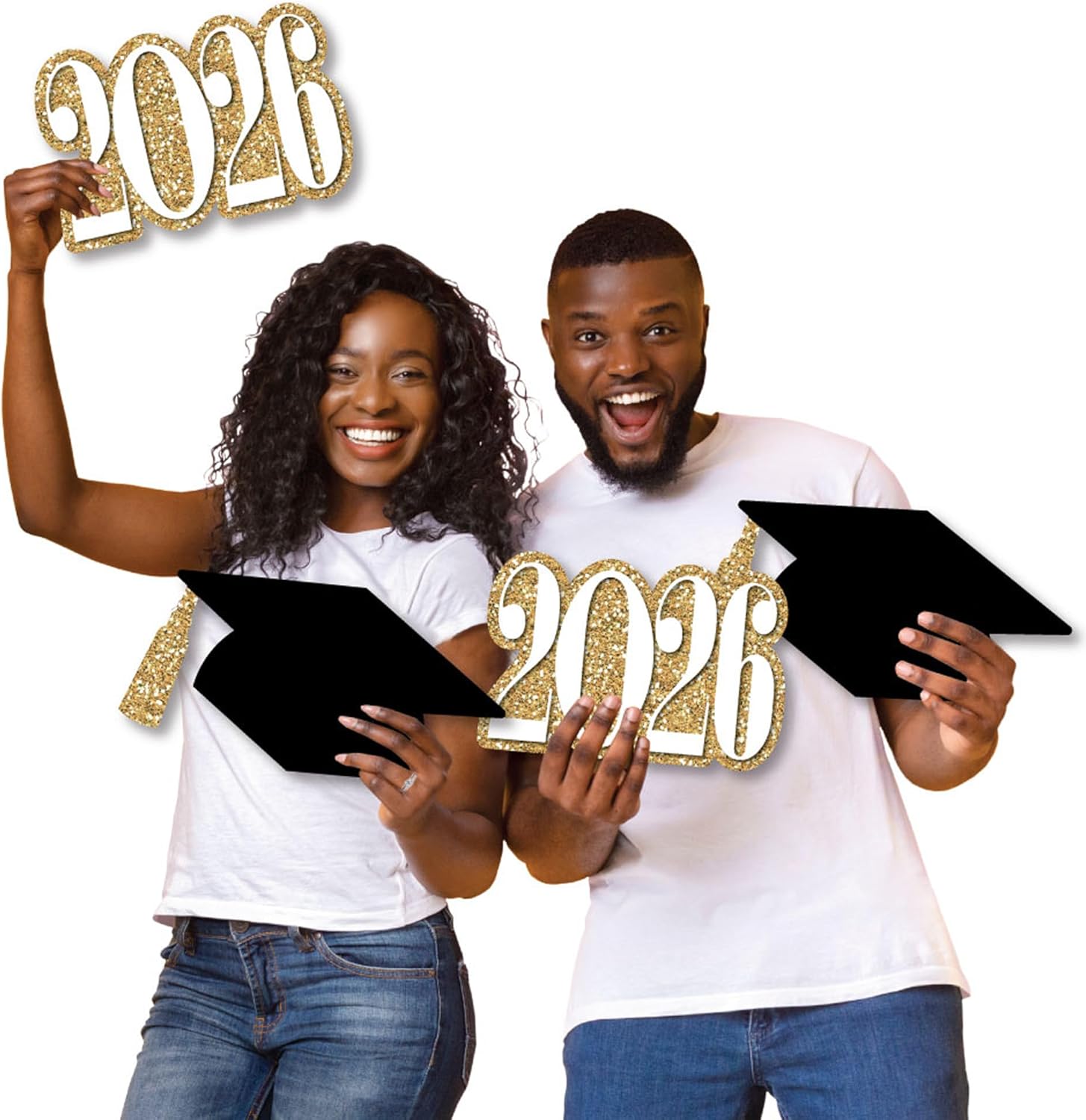 Big Dot of Happiness Gold Class of 2026 Outdoor Decorations - Graduation Yard Signs - Set of 8