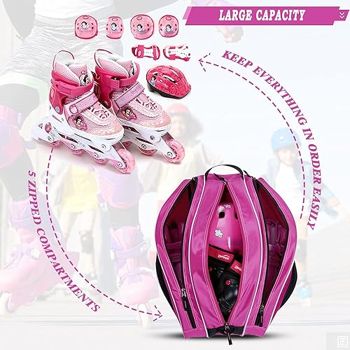 Miniatura 3 de TOPOWN Bolsa premium para patines de hielo - Bolsa de patines y cuchillas para hombres y mujeres - Negro y rojo rosa