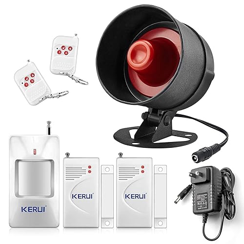 KERUI Home Security System Indoor Outdoor Weather-Proof Siren Window Door Sensors Motion Sensor Alarm with Remote Control More DIY, Wireless House Hotel Garage Shop Burglar Door Alarm, NO WIFI/GSM/APP