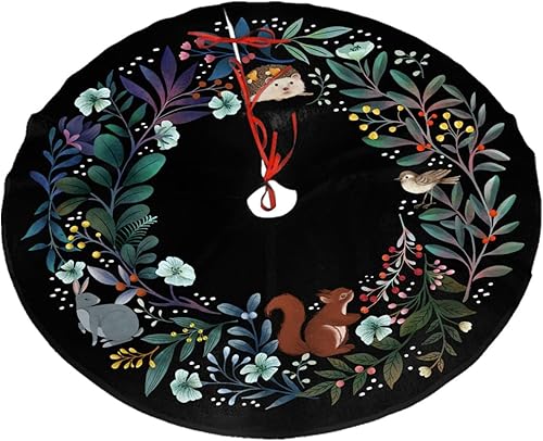 Falda de árbol de Navidad con corona de bosque de 36 pulgadas para Navidad, vacaciones, Año Nuevo, fiesta, círculo, decoración de árbol