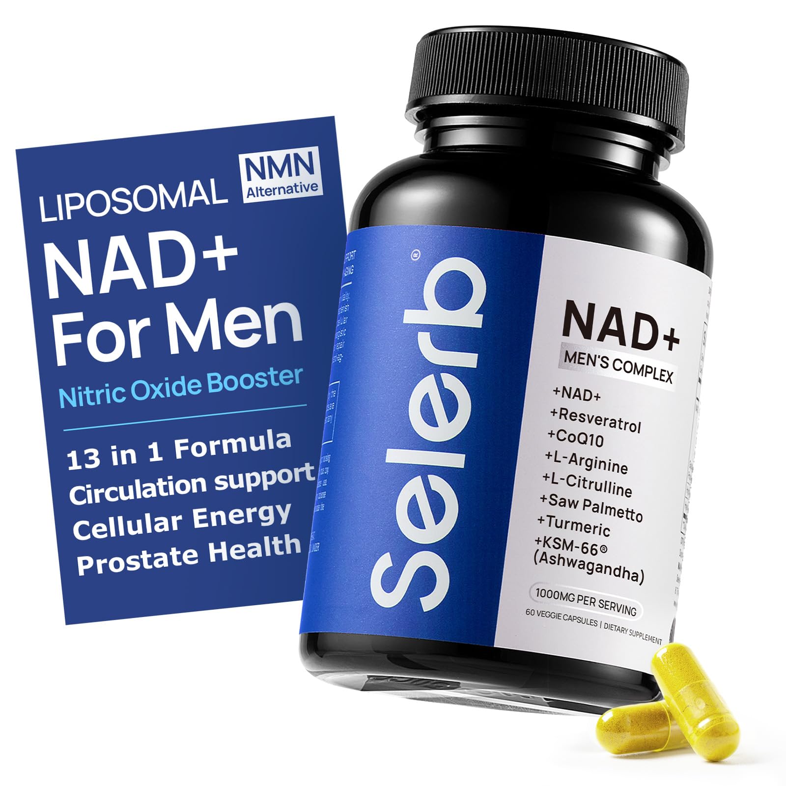 Selerb NAD+ & Nitric Oxide Booster: Targeted Prostate, Anti-Aging & Energy Support for Men