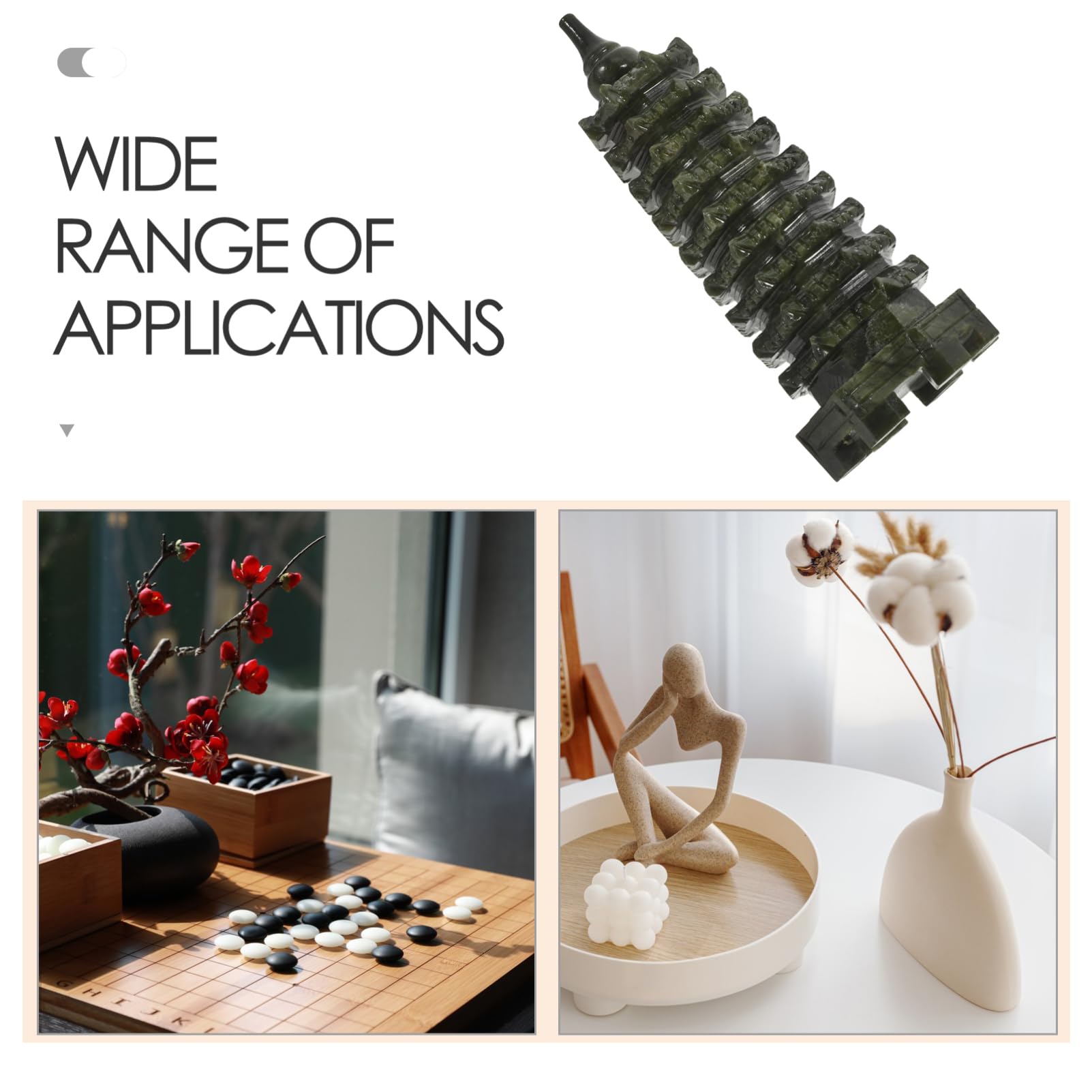 Generic Wieża Wenchang Feng Shui Rzeźba domowa Rzeźbiona jadeitowa statua pagody 16 cm Ręcznie wykonana dekoracja świątyni Feng Shui Ogród Zen na biurko Ozdoba pozytywnej energii