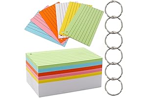 300 Pack of Multicolor 3x5 Index Cards with Ring for Study and Work