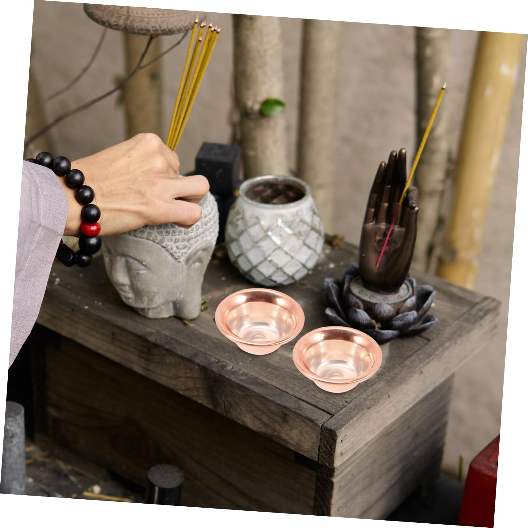 NAMOARLY 7pcs Water Offering Cup Copper Bowl Offering Bowl for Altar Desktop Accessories Buddhist Sacrifice Cup Divine Water Bowls Water Cup Bowl Tin Tibetan Holy Water Bowl Brass