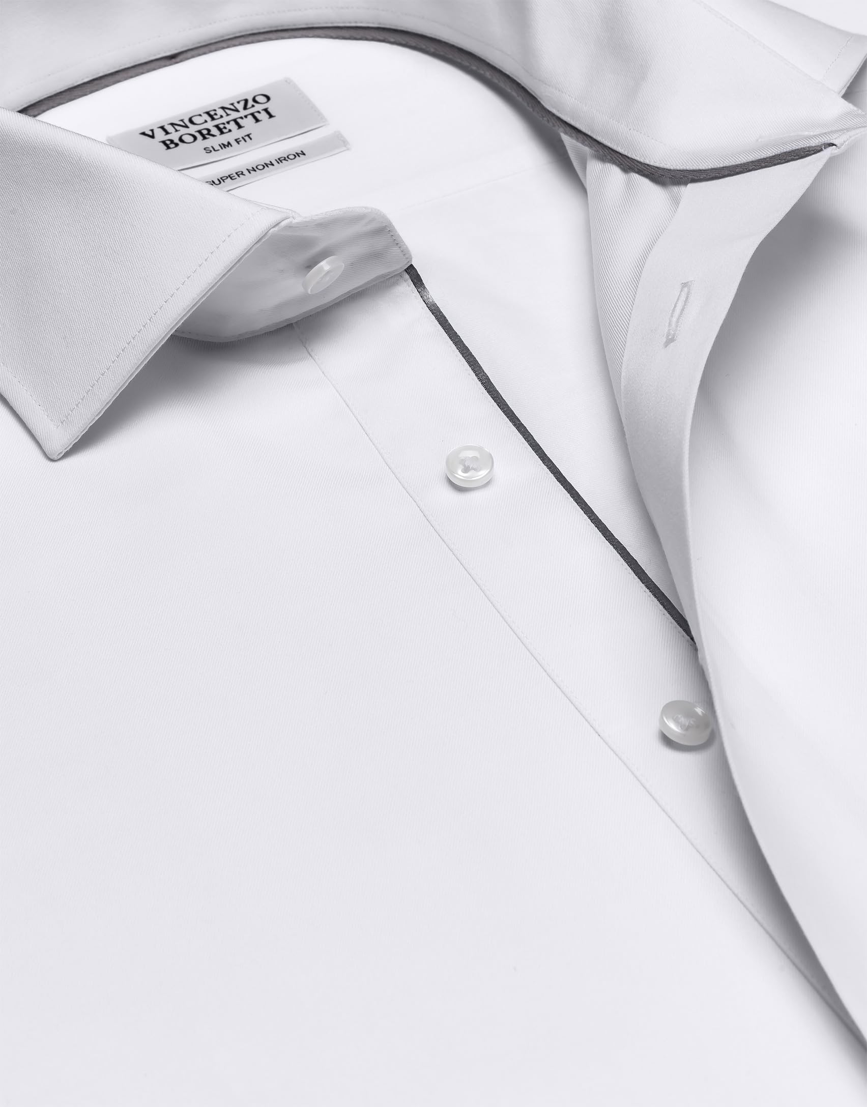 Vincenzo Boretti Herren Hemd Umschlagmanschette bügelfrei 100% Baumwolle Slim-fit Uni