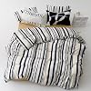 KAREVER Striped Comforter Set Full Black and White Comforter Men Women Modern Chic Stripes Bed Comforters Beige Black Striped Full Ticking Bedding Comforter Set All Season Hotel Quality Bed Set