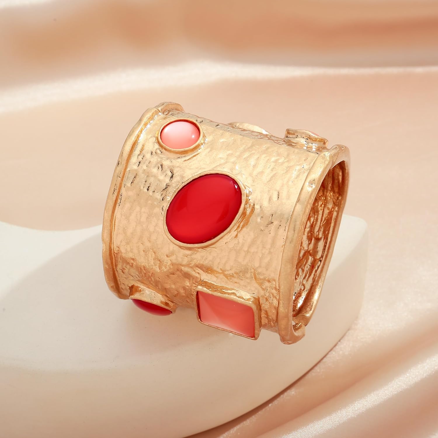 Chunky Hammered Gold Bracelet for Women Heavy Duty Gold Bangle Bracelets Vintage Bold Statement Bracelet Jewelry - Image 9