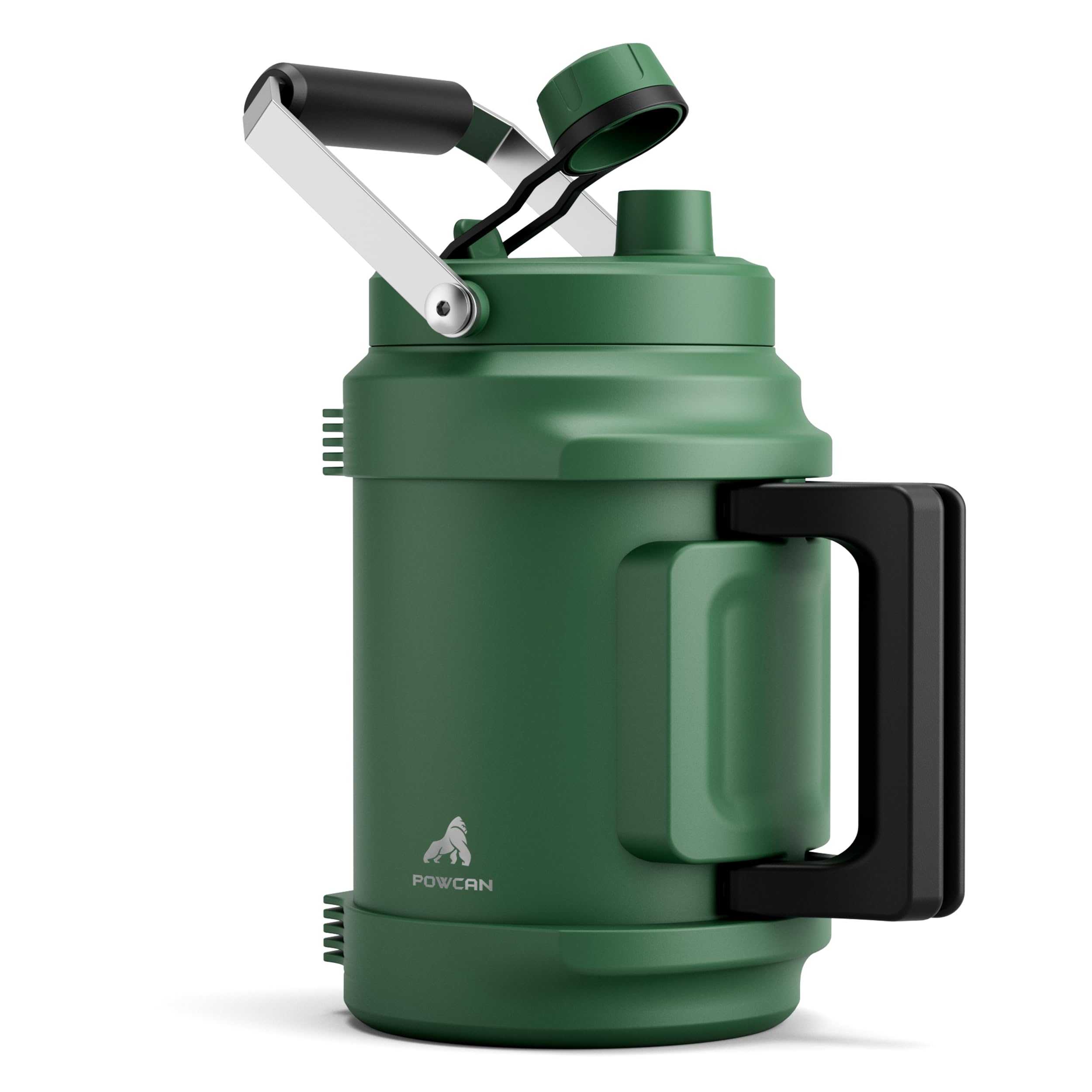 64oz Insulated Water Bottle for Outdoors: 2-in-1 Straw Spout Lid, Dual Handle, Leakproof, Keep Cold 48H, Half Gallon Stainless Steel Water Jug for Sports, Camping, Gym, Work, Beach, Fishing (Forest)