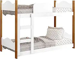 Beliche Infantil Para Crianças Montessoriana Premium Encanto Com Grade De Proteção Escada Quarto Moderna Cor Branco