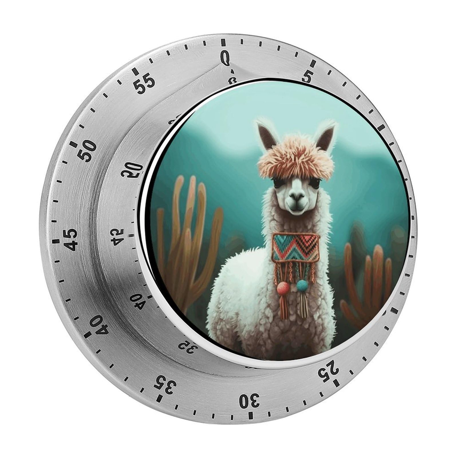 Alpaca_78176337 Visual Timer with Loud Alarm 60-Minute Kitchen Timers Exquisite Stainless Steel Body - Mechanical Desk Timer Countdown Clock for Cooking Chef Clock