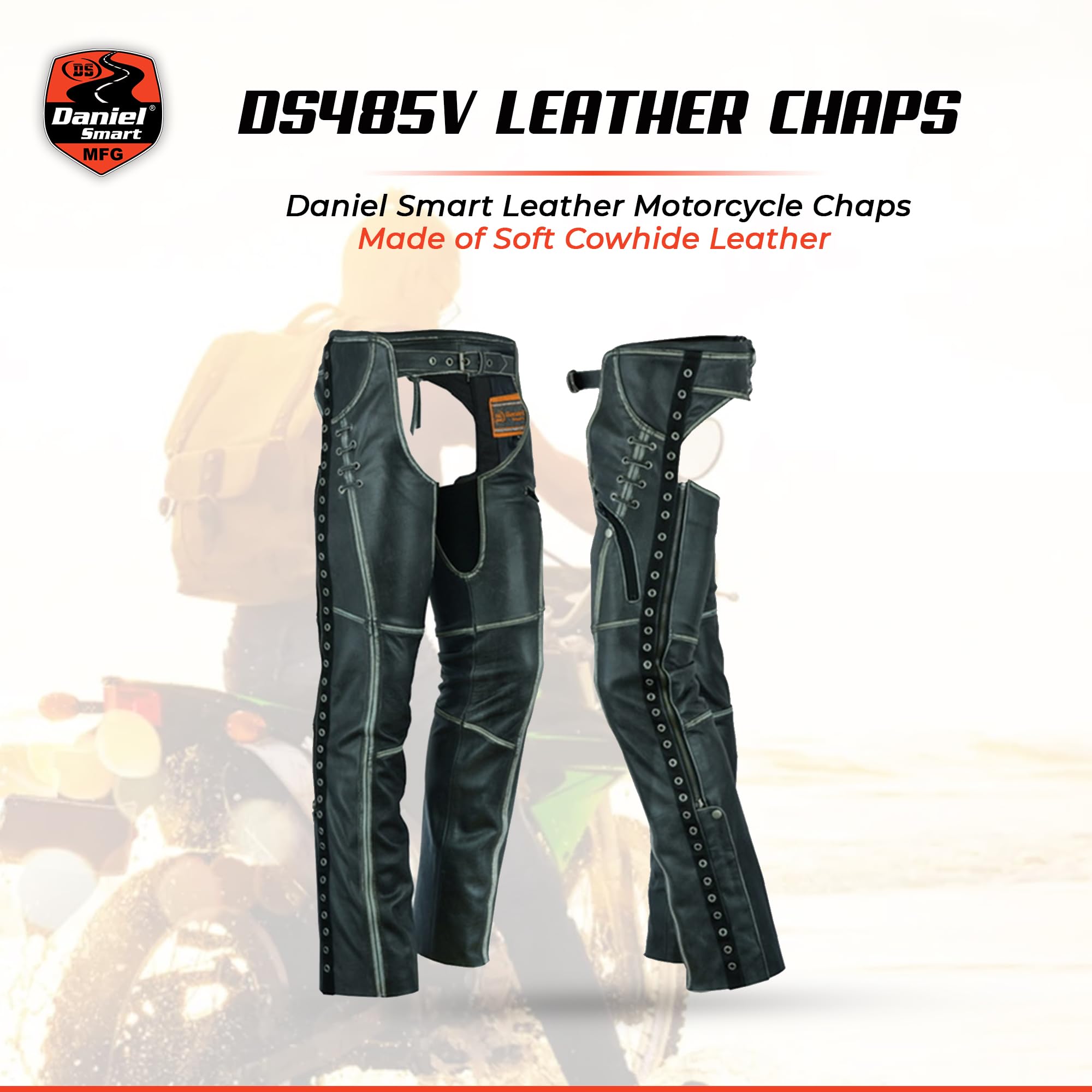 Showman Adult Suede Leather Chaps with Fringe (Black - Extra Extra Large)