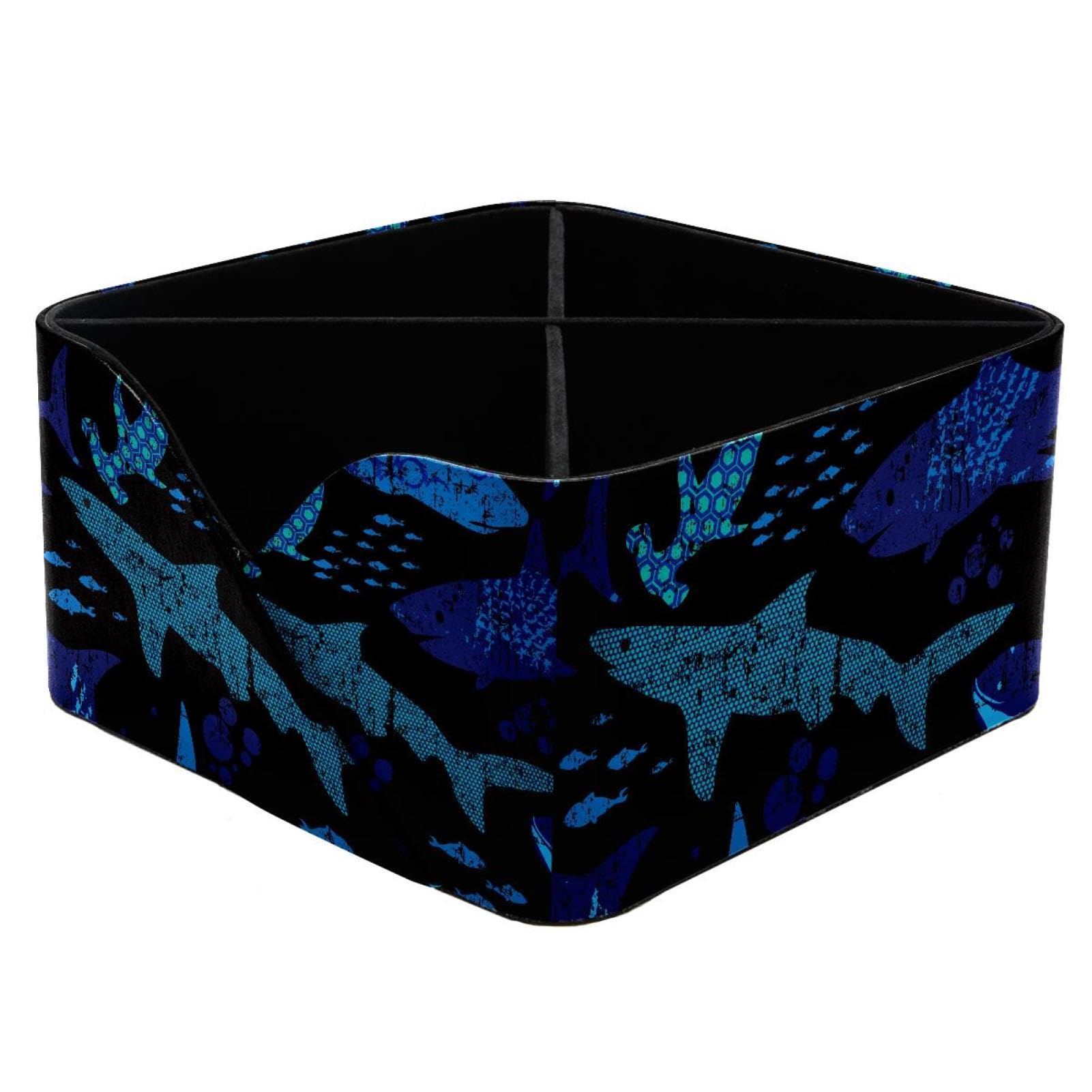 KengjuTesu Abstract Sharks Pattern Desktop Organizer Pen Holder, Rectangular Pencil Cup for Office, Study and Makeup Stations