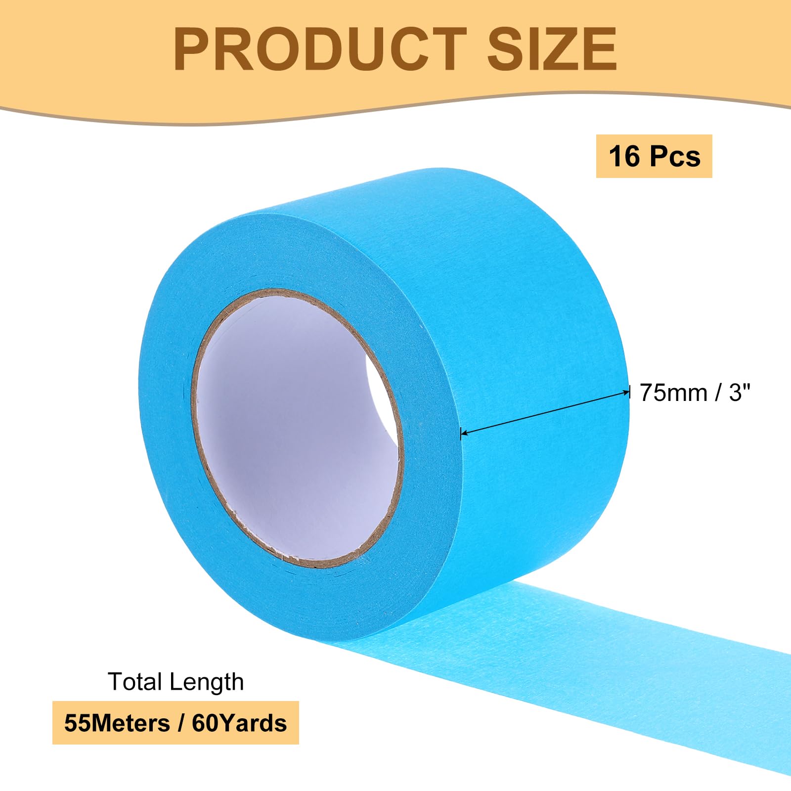 Abdeckband Blau 3" x60 Yards 16 Rollen | Malerband Papierband Für Basteln DIY Wände Malen Verpacken Automobil Hausdekoration Unterricht