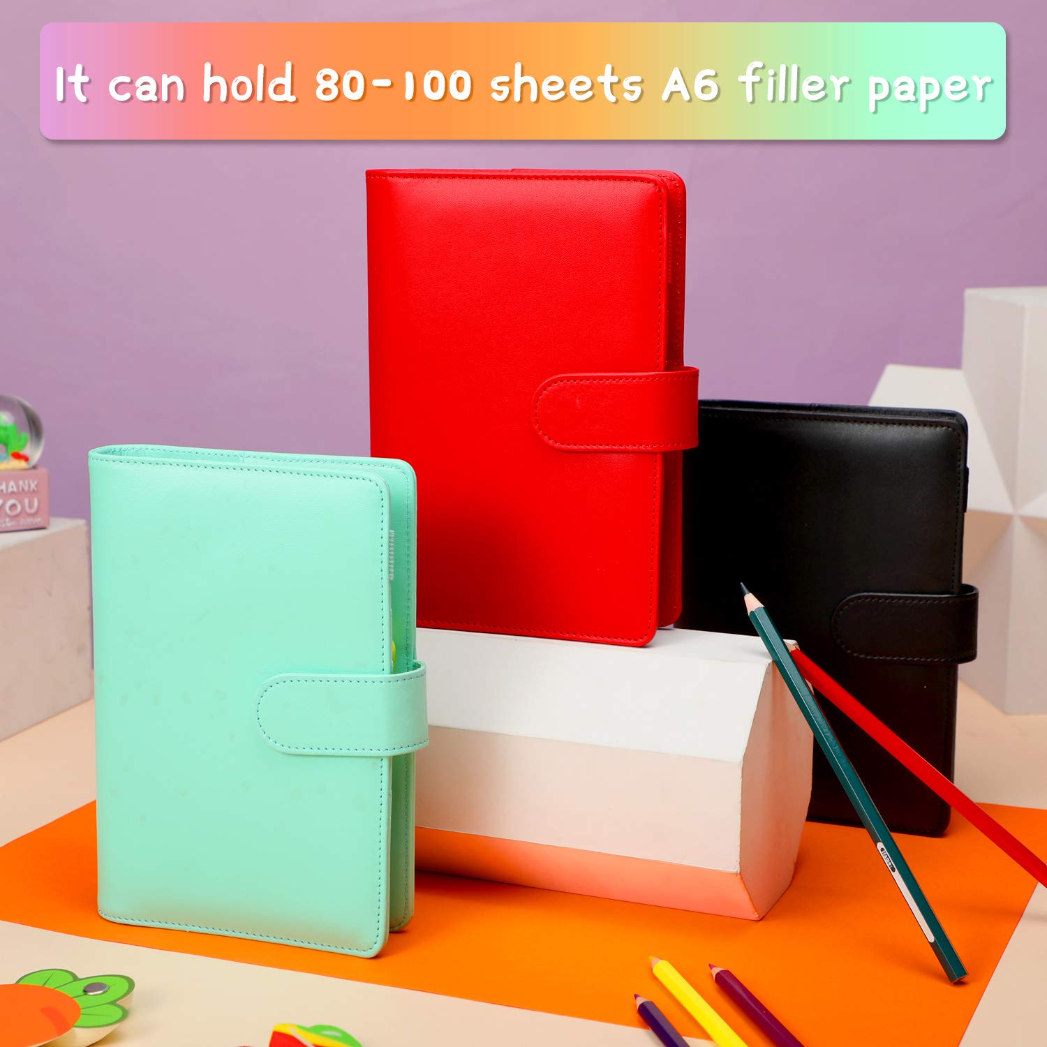 Notebook A5 / A6 in a leather substitute/ Planner binder Pink Powder