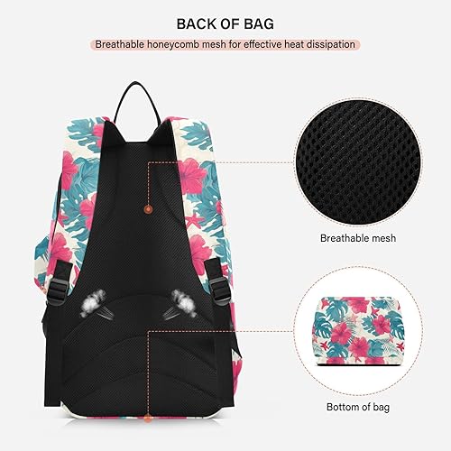 Miniatura 4 de Mochila de tenis para adultos, gran almacenamiento, hojas tropicales, flores de hibisco rojo, estrellas de mar, estilo hawaiano, bolsa de raqueta de