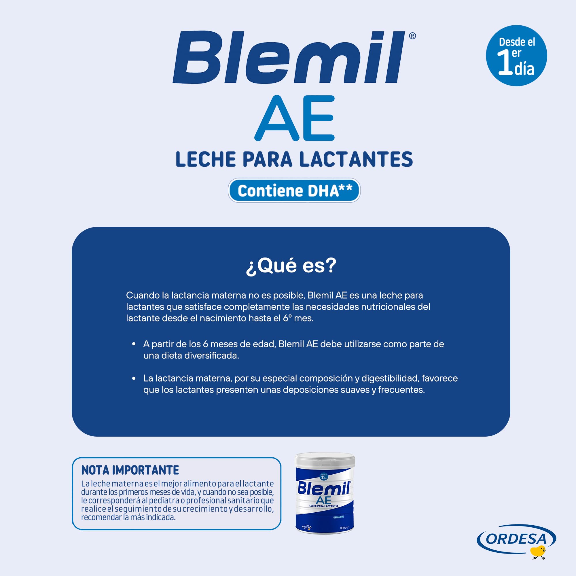 Blemil AE 800g Leche de Inicio en polvo Anti Estreñimiento