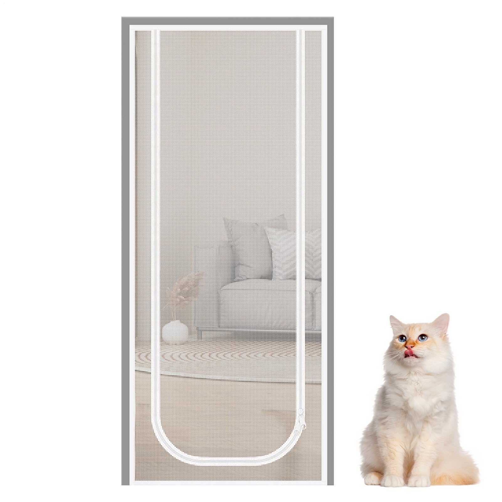 Porte moustiquaire pour chat et barrière de sécurité anti-griffes pour chambre et balcon