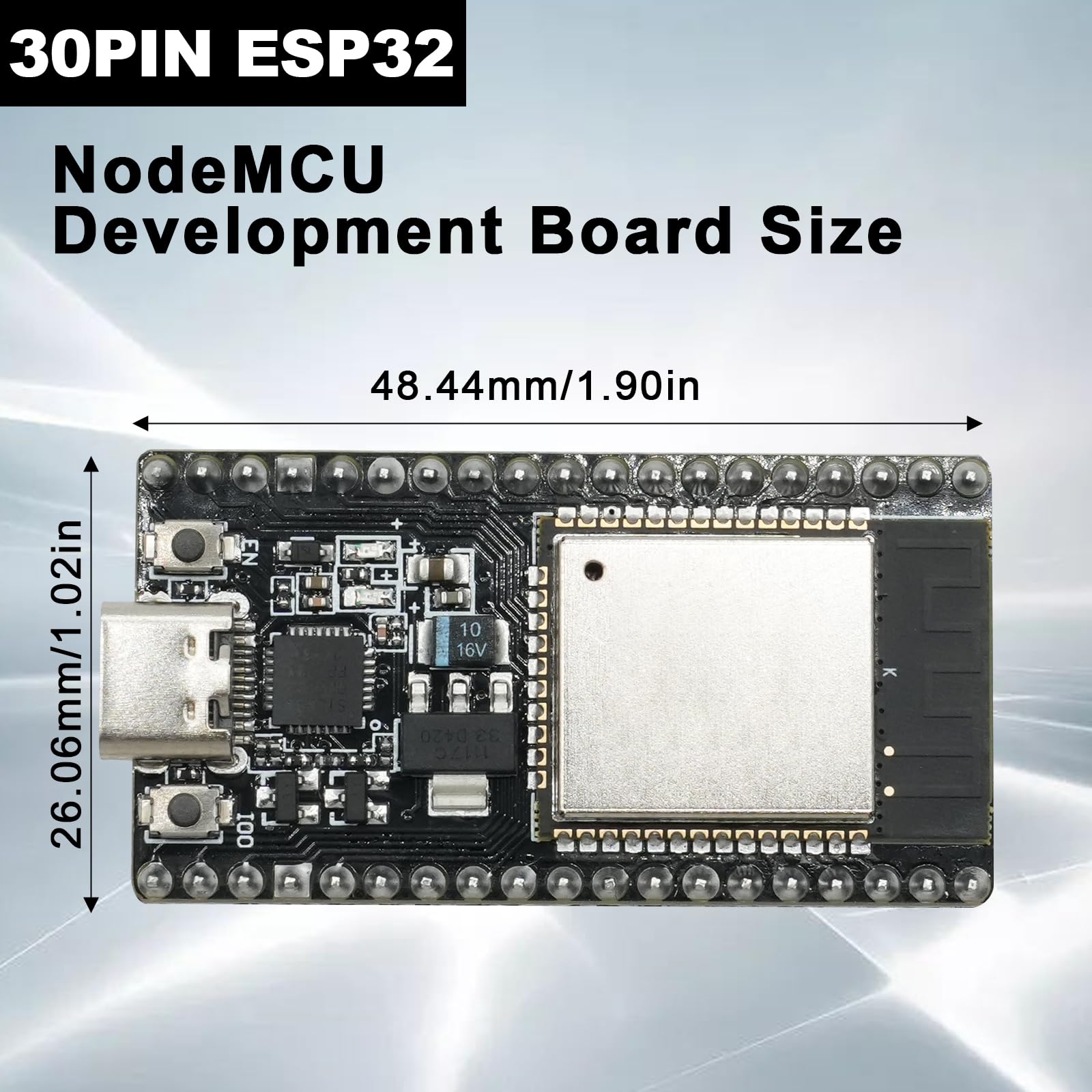 2PCS 30PIN Nodemcu ESP32 CH340 Schede di sviluppo, ESP 30 Pins ESP ESP WROOM 32D Modulo 2.4 GHz WIFI + Bluetooth Basso consumo Typ-C Interfaccia Compatibile con Arduino