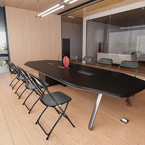 Miniatura 6 de Bonnlo Juego de 10 sillas plegables, asiento resistente de plástico negro con marco de metal, perfecto para fiestas, eventos, bodas, cumpleaños,