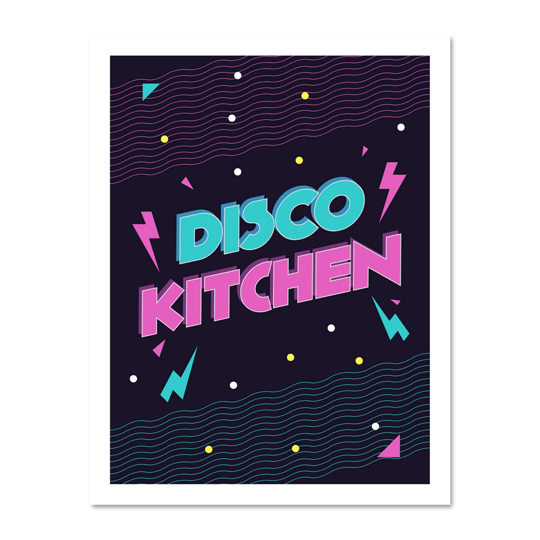 Wee Blue Coo Disco Kitchen 80s Large Framed Art Print Wall Poster 18x24 inch