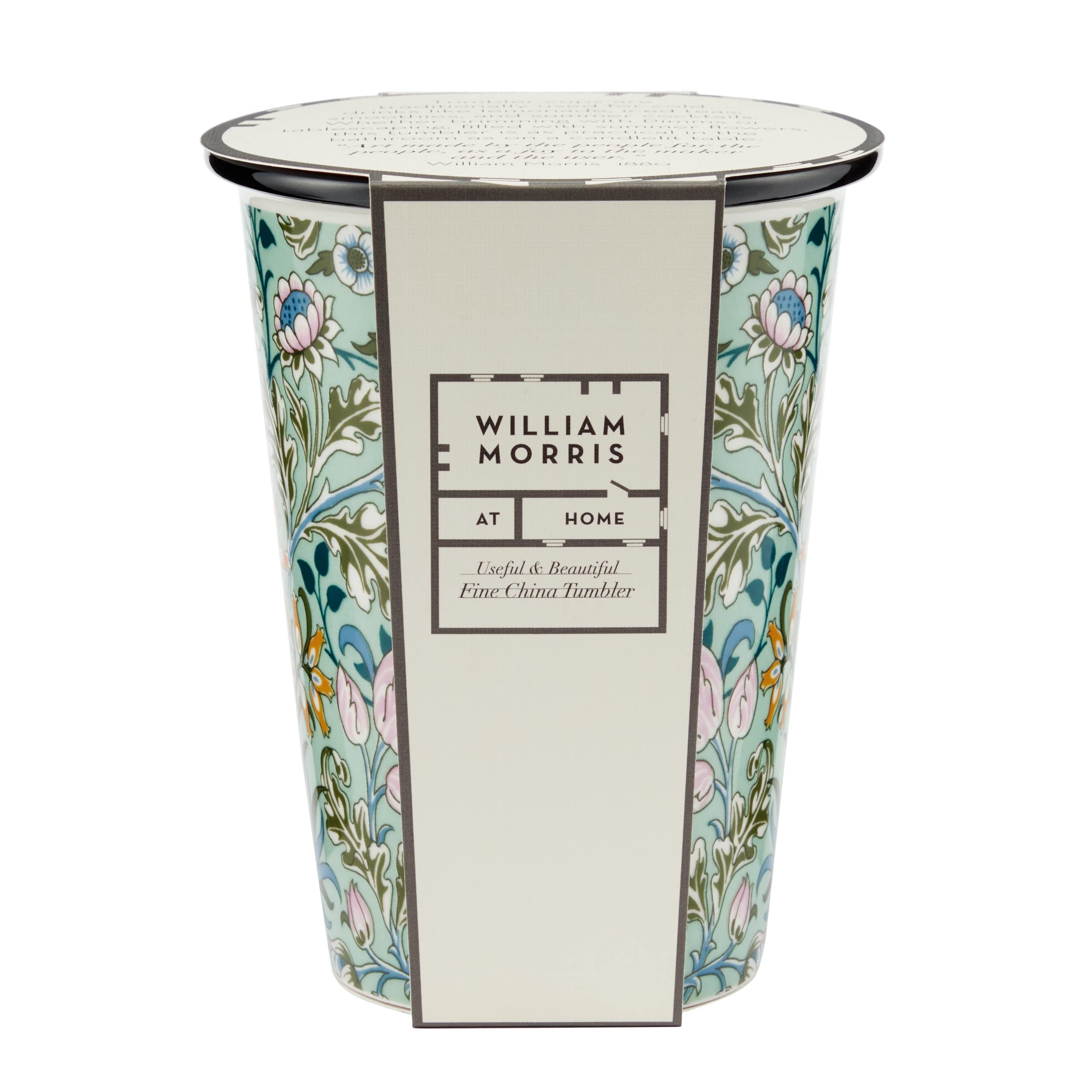 William Morris At Home Useful and Beautiful Fine China Tea Coffee Tumbler - Hyacinth | Dishwasher and Microwave Safe | Cruelty Free & Vegan Friendly | 430ml