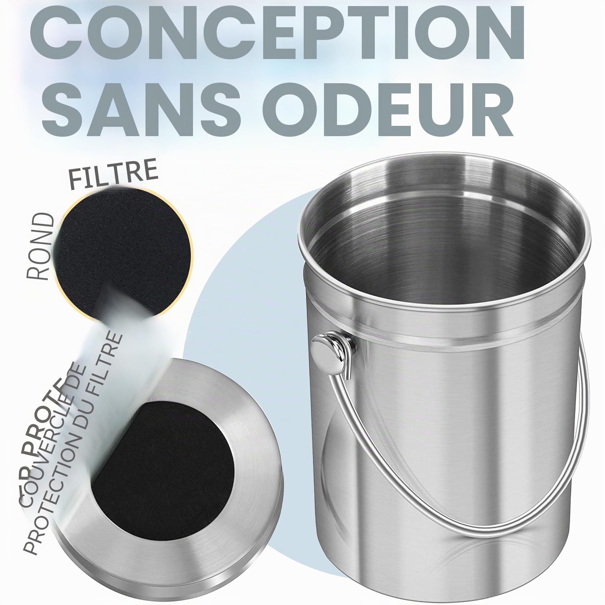 Epica Poubelle à Compost en Acier Inoxydable 3,8 l