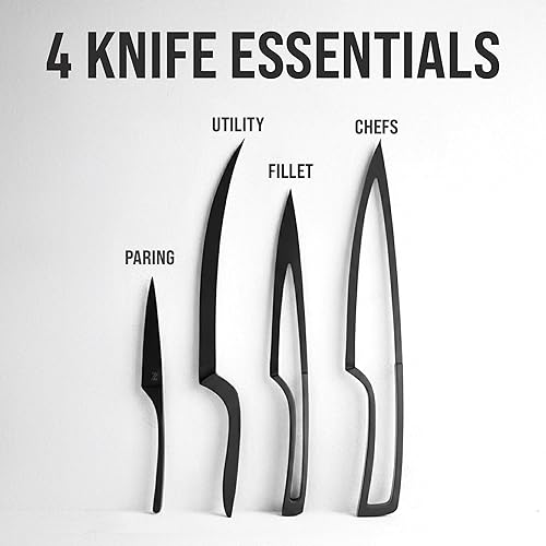 Miniatura 2 de Juego de cuchillos de cocina de acero inoxidable, juego de 4 cuchillos de chef, diseño ergonómico de cuchillos de chef, modernos cuchillos de acero