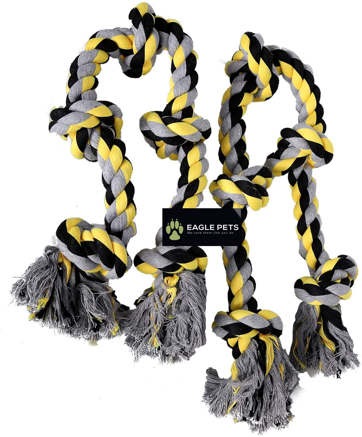 Eagle Pets Combo of 2 Large Dog Rope Tug of War Toys 5 Knot Durable Chew Toy Pack of 2 for Aggressive Chewers (Color May Vary) (B09QL5YC5W) Amazon Price History, Amazon Price Tracker