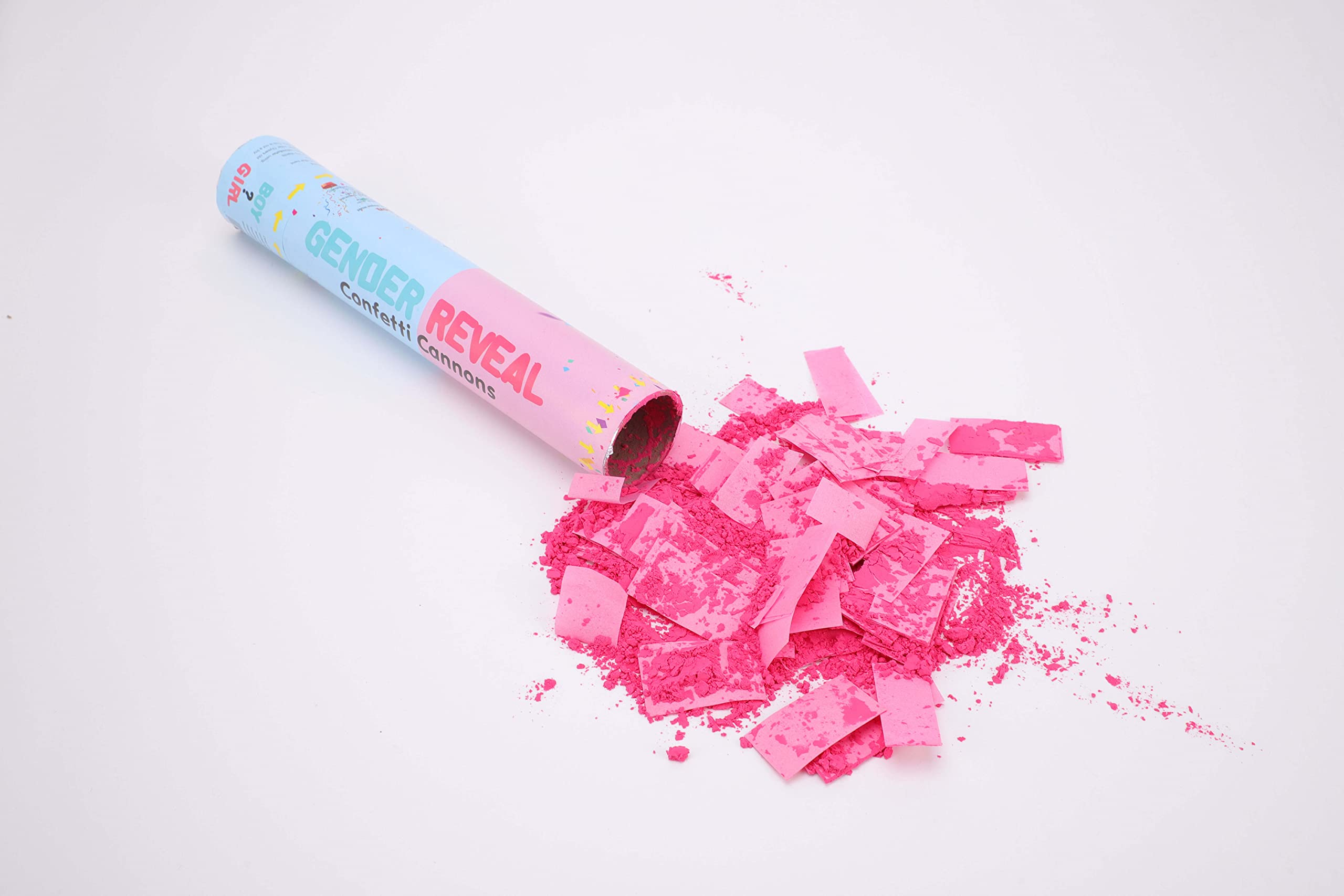 Posies Petals Gender Reveal Confetti Cannon Poppers 2 x Blue & 2 x Pink 30cm Shooter with